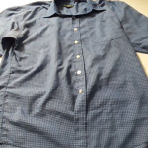 Benzeen blue and white checked short sleeve shirt